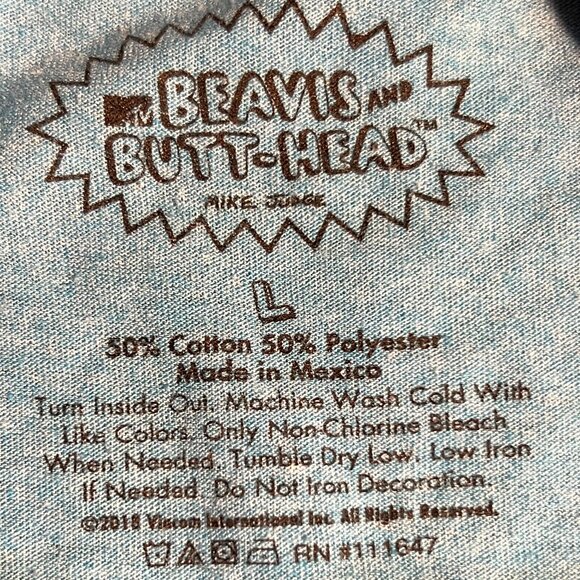 Beavis and Butt-Head "I Am The Great Cornholio" Blue Graphic Tee T-shirt SZ Lrg - Picture 2 of 3